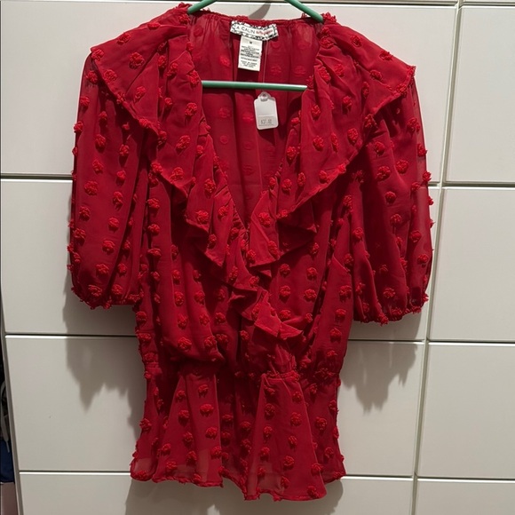 Red Ruffled Sailor Collar Blouse - Picture 1 of 2